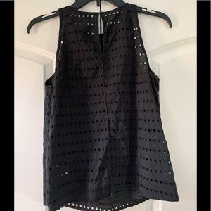 Black Broderie high neck tank